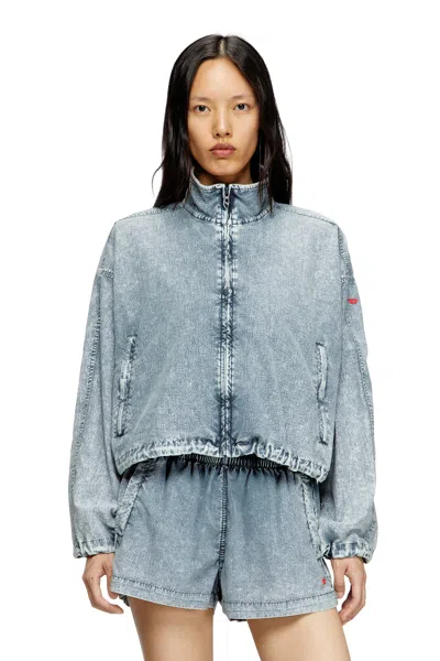 Diesel Cropped Jacket In Recycled Nylon Taslan In Blue