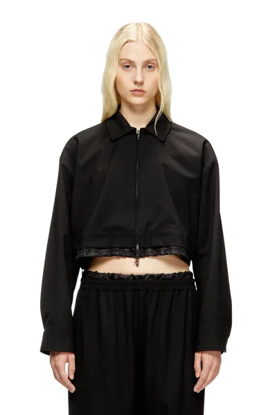Diesel Cropped Jacket In Tailoring Fabric And Nylon In Black