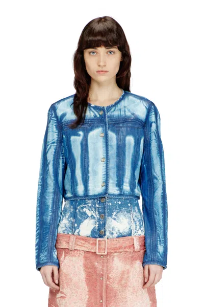 Diesel Cropped Jacket In X-ray Lyocell Denim In Multi
