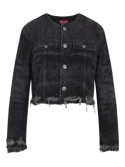 DIESEL CROPPED JACKET WITH DISTRESSED HEM