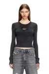 Diesel M-anchor-a Cropped Denim Sweatshirt With Cut-out Detail In Black