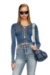 Diesel Cropped Lace-up Top In Indigo Knit In Tobedefined