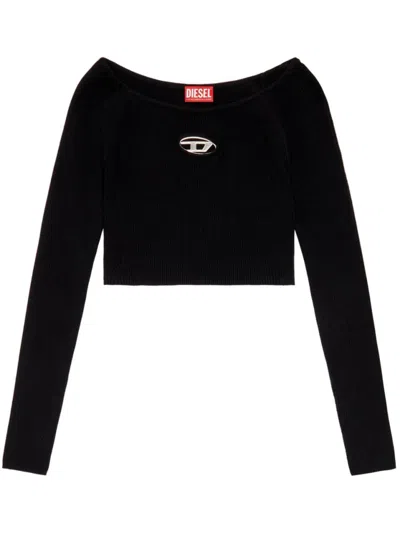DIESEL DIESEL CROPPED LONG-SLEEVE TOP WITH RIBBED TEXTURE