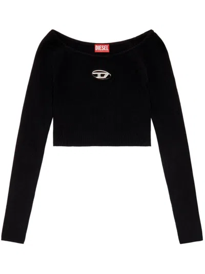 DIESEL CROPPED LONG-SLEEVE TOP WITH RIBBED TEXTURE