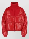 Diesel Down Puffer Jacket In Ripstop With Knitted Collar In Red