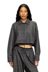 Diesel Cropped Prince Of Wales Wool-blend Coach Jacket In Gray