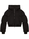 Diesel Hooded Down Jacket In Crinkled Nylon In Black