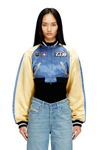 Diesel Cropped Satin Souvenir Jacket In Multi
