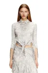 Diesel Cropped Shirt With Raw Cut Seams In Multicolor