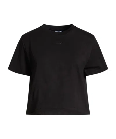 Diesel Cropped Solid-color T-shirt In Black