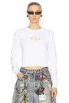 Diesel Cropped Sweatshirt With Cut-out Logo In White