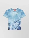 DIESEL CROPPED T-SHIRT WITH ABSTRACT CAMO PRINT