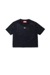 Diesel Studded Cotton Cropped T-shirt In Black