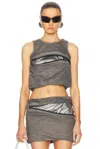 Diesel Cropped Tank Top In Green