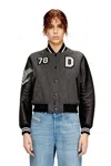 Diesel Cropped Varsity Jacket In Wool And Leather In Multi