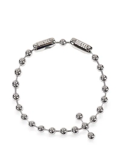 Diesel Cross Motif Ball Chain Bracelet In Silver