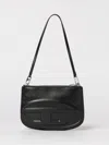 Diesel Twin-double-pouch Embossed-leather Shoulder Bag In Black