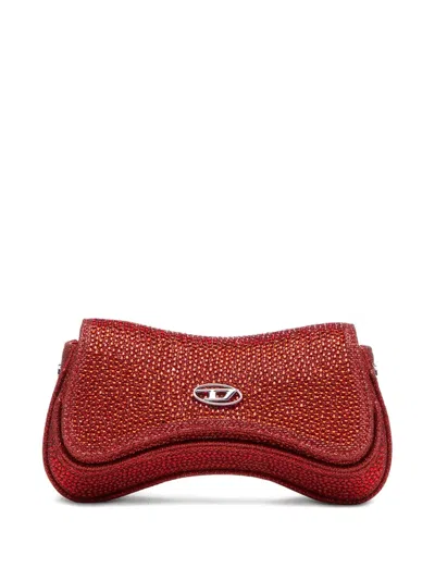 Diesel Crystal-embellished Clutch Bag In Brown