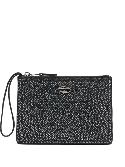 Diesel Crystal-embellished Wallet In Black
