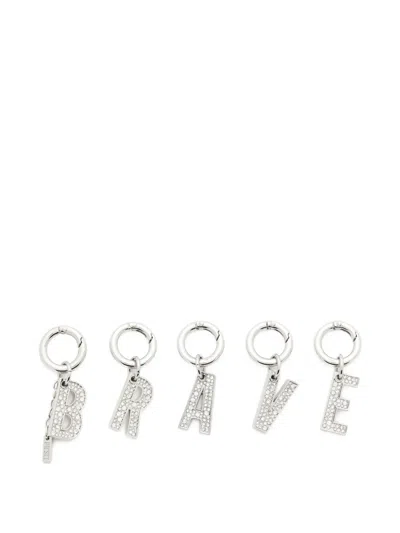 Diesel Crystal-embellished Charms (set Of Five) In Silver