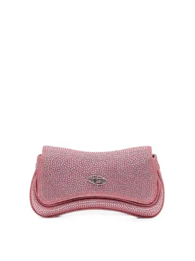 Diesel Crystal-embellished Clutch Bag In Nude & Neutrals