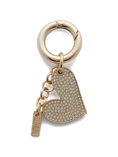 Diesel Crystal-embellished Heart Keyring In Orange