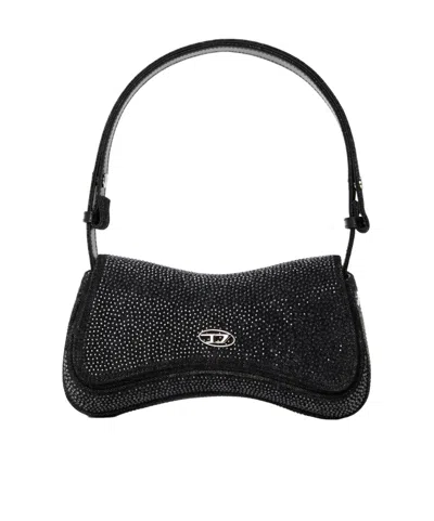 Diesel Crystal-embellished Shoulder Bag In Black