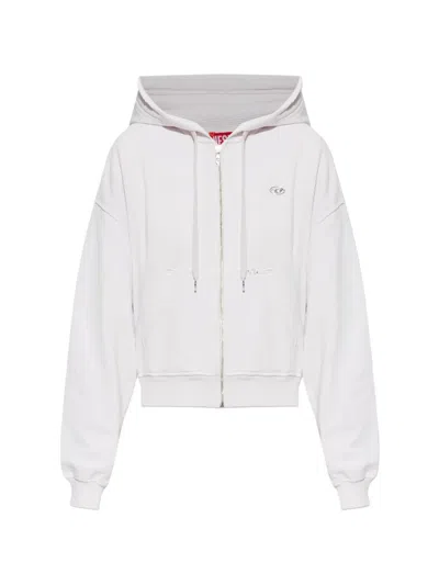 Diesel Crystal-embellished Zip-up Hoodie In White