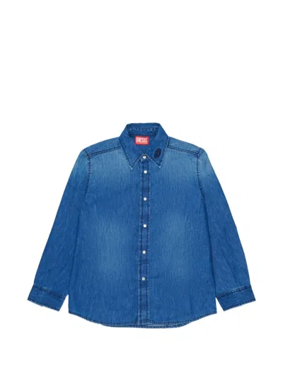 Diesel Kids' Csimply-over Long Sleeve Shirt In Blue