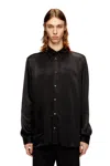 Diesel Cupro Shirt With Embroidered Logo In Black