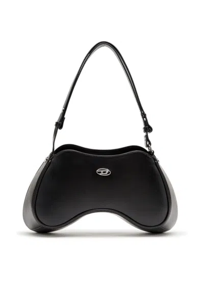 Diesel Curved Crossbody Bag With Adjustable Strap In Black