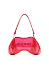 Diesel Sculptural Red Crossbody Bag With Glossy Finish