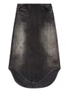 Diesel Curved-hem Denim Skirt In Black