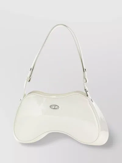 Diesel Curved Joystick Handle Shoulder Bag In White