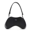 Diesel Curved Leather Handbag With Adjustable Strap In Black