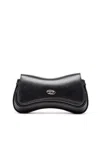 Diesel Curved Silhouette Clutch With Adjustable Strap In Black