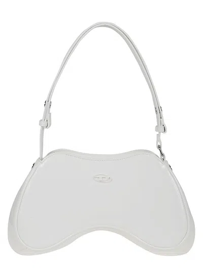 Diesel Curved Silhouette Shoulder Bag With Finish In White