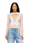 Diesel Romko Cut-out Argyle-pattern Sweater In Pink