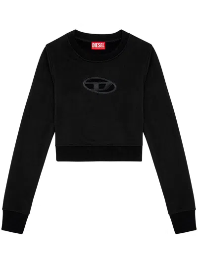 Diesel Cut-out Logo Cropped Sweatshirt In Black