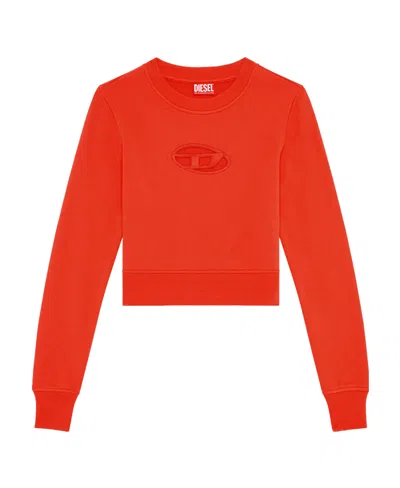 Diesel Cut-out Logo Cropped Sweatshirt In Red