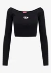 Diesel M-vera-ls Fitted Long-sleeved Crop Top In Black