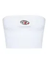 Diesel Ribbed Tube Top With Stylish Logo Plaque In Blanco