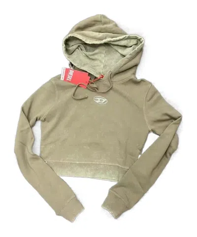 Diesel Cut-out Metal Logo Hoodie In Khaki