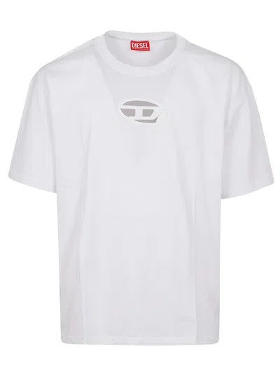 Diesel Cut-out T-shirt With Embroidered D Detail In White