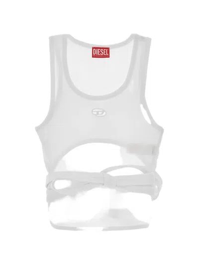 Diesel Cut-out Tie Tank Top In Gray