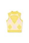 Diesel Cut-out Turtleneck Vest In Argyle Wool In Multi