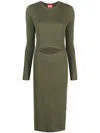 Diesel Cut-out Knitted Jumper Dress In Green