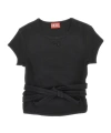 Diesel Cut-out Tie-back T-shirt In Black