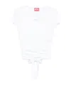 Diesel Cut-out Tie-back T-shirt In White
