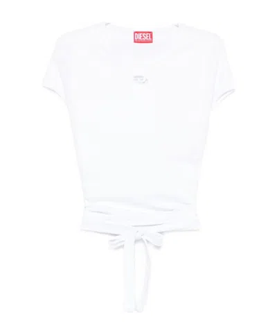Diesel Cut-out Tie-back T-shirt In White